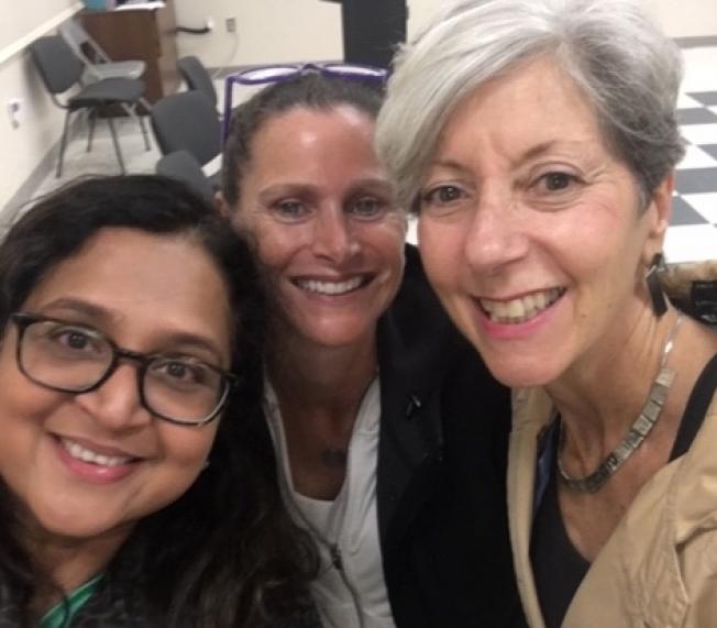 Three smiling women