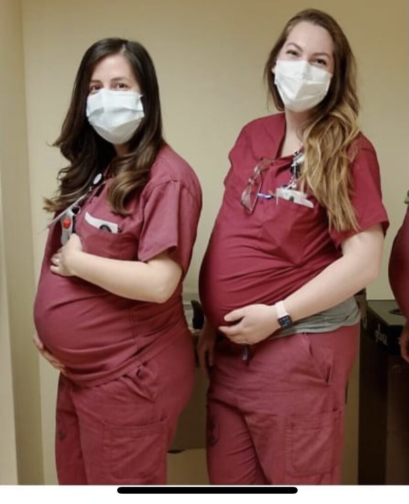Health care heroes working while pregnant during covid.